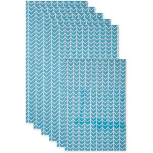 imageDII Fridge Liner Collection NonAdhesive Cut to Fit 12x24 Teal Abstract Leaf 6 PieceBright Blue Herringbone