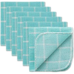 imageDII Scrubber Dishcloths Collection Windowpane Dishrag Set 12x12 WhiteRed Stripe 6 PieceAquaWhite Stripe