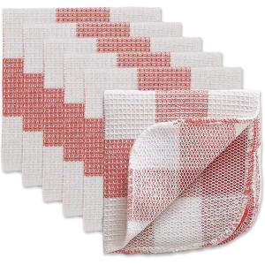 imageDII Scrubber Dishcloths Collection Windowpane Dishrag Set 12x12 WhiteRed Stripe 6 PieceRed Buffalo Check
