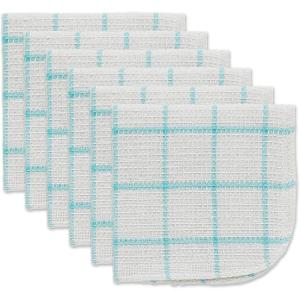 imageDII Scrubber Dishcloths Collection Windowpane Dishrag Set 12x12 WhiteRed Stripe 6 PieceWhiteAqua Stripe