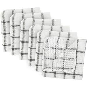 imageDII Scrubber Dishcloths Collection Windowpane Dishrag Set 12x12 WhiteRed Stripe 6 PieceWhiteGray Stripe