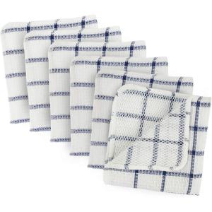 imageDII Scrubber Dishcloths Collection Windowpane Dishrag Set 12x12 WhiteRed Stripe 6 PieceWhiteNautical Blue Stripe