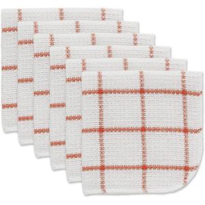 imageDII Scrubber Dishcloths Collection Windowpane Dishrag Set 12x12 WhiteRed Stripe 6 PieceWhiteSpice Stripe