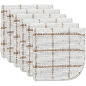 imageDII Scrubber Dishcloths Collection Windowpane Dishrag Set 12x12 WhiteRed Stripe 6 PieceWhiteStone Stripe