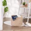 imageDII Burlap Storage Collection Collapsible Bin Large Round 16x15 White