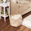 imageDII Burlap Storage Collection Collapsible Bin Large Round 16x15 White