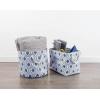 imageDII Polyester Container with Handles Ikat Storage Bin Medium Mineral GrayFrench Blue