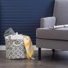 imageDII Polyester Container with Handles Lattice Storage Bin Small Round Gray