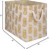 imageDII Polyester Storage Bin Gold Metallic Collection Collapsible with Handles Medium Natural OffWhitePineapple
