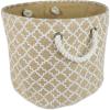 imageDII Burlap Storage Collection Collapsible Bin Large Round 16x15 White