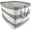imageDII Durable Woven Striped Storage Bin Collapsible with Soft Rope Handles Reinforced with Metal Grommets Large 17x12x12quot Gray