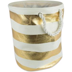 imageDII Collapsible Laundry HamperStorage Basket Stripe Woven Paper Gold Stripe LargeGold Stripe