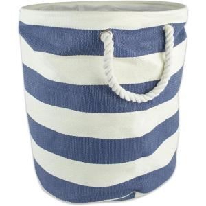 imageDII Collapsible Laundry HamperStorage Basket Stripe Woven Paper Gold Stripe LargeNautical Blue Stripe