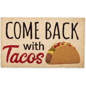imageDII Natural Coir Doormat Fun Greeting Mat Bee Happy 18x30Come Back With Tacos