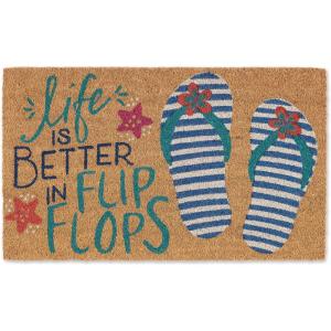 imageDII Natural Coir Doormat Fun Greeting Mat Bee Happy 18x30Flip Flop