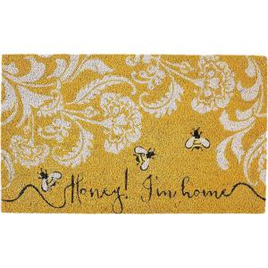 imageDII Natural Coir Doormat Fun Greeting Mat Bee Happy 18x30Honey Im Home