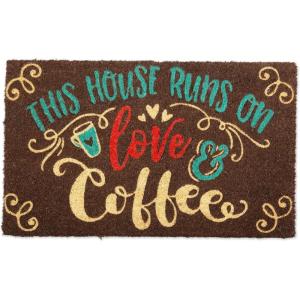 imageDII Natural Coir Doormat Fun Greeting Mat Bee Happy 18x30Love  Coffee