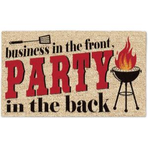 imageDII Natural Coir Doormat Fun Greeting Mat Bee Happy 18x30Party in the Back