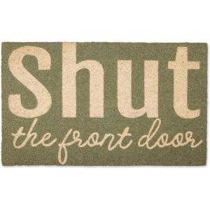 imageDII Natural Coir Doormat Fun Greeting Mat Bee Happy 18x30Shut the Front Door