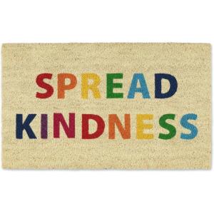 imageDII Natural Coir Doormat Fun Greeting Mat Bee Happy 18x30Spread Kindness
