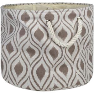 imageDII Polyester Container with Handles Ikat Storage Bin Large Round Stone