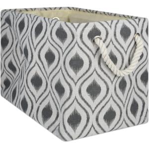 imageDII Polyester Container with Handles Ikat Storage Bin Medium Mineral GrayMineral Gray