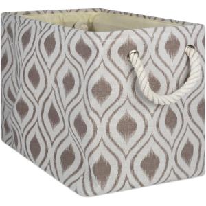 imageDII Polyester Container with Handles Ikat Storage Bin Medium Mineral GrayStone