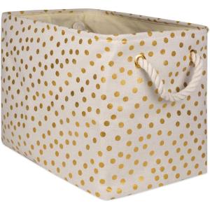 imageDII Polyester Storage Bin Gold Metallic Collection Collapsible with Handles Medium Natural OffWhiteNatural OffWhite
