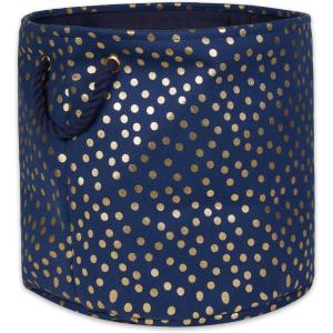 imageDII Polyester Storage Bin Gold Metallic Collection Collapsible with Handles Medium Natural OffWhiteNautical