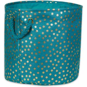 imageDII Polyester Storage Bin Gold Metallic Collection Collapsible with Handles Medium Natural OffWhiteTeal