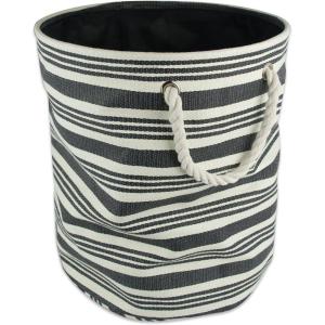 imageDII Woven Paper Storage Bin Urban Stripe Urban Gray Medium RoundUrban Black