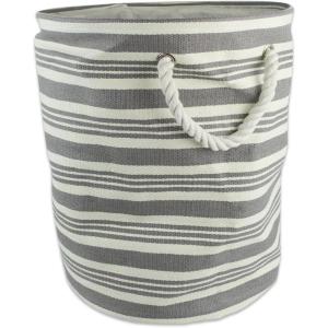 imageDII Woven Paper Storage Bin Urban Stripe Urban Gray Medium RoundUrban Gray
