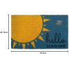 imageDII Natural Coir Doormat Decorative Hello Mat 17x29 BonjourHello Sunshine  Blue