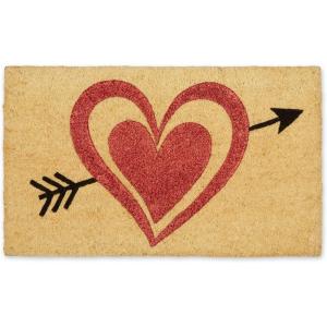 imageDII Colorful Design Natural Coir Doormat 18x30 WatermelonHeart Bow and Arrow Glitter