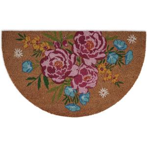 imageDII Floral Design Collection Natural Coir Doormat 17x29 Blue PeoniesBouquet