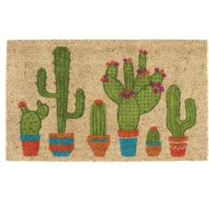 imageDII Floral Design Collection Natural Coir Doormat 17x29 Blue PeoniesCactus