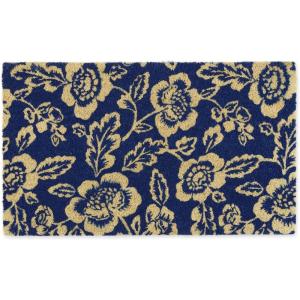 imageDII Floral Design Collection Natural Coir Doormat 17x29 BouquetBlue Peonies