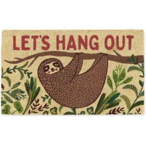 imageDII Fun Greetings Home Dcor IndoorOutdoor Natural Coir Fiber Doormat 18x30 Hang Out SlothHang Out Sloth
