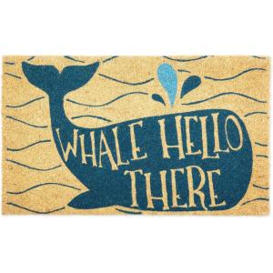 imageDII Fun Greetings Home Dcor IndoorOutdoor Natural Coir Fiber Doormat 18x30 Hang Out SlothWhale Hello There