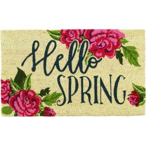 imageDII Natural Coir Doormat Decorative Hello Mat 17x29 BonjourHello Spring