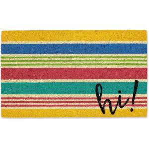 imageDII Natural Coir Doormat Decorative Hello Mat 17x29 BonjourHi Stripes