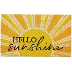imageDII Natural Coir Doormat Decorative Hello Mat 17x29 BonjourYellow Hello Sunshine