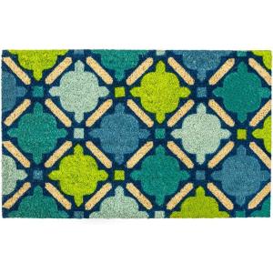imageDII Natural Coir Geometric Modern Outdoor Door Mat Front Porch Dcor 17x29 Blue MosaicBlue Mosaic