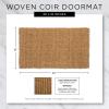 imageNatural Coir Front Door Mat Outdoor Collection Decorative Checkered Doormat with Heavy Duty PVC Backing 17x29 HelloBlackGreyBrown