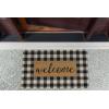imageNatural Coir Front Door Mat Outdoor Collection Decorative Checkered Doormat with Heavy Duty PVC Backing 17x29 HelloBlackGreyBrown