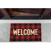 imageNatural Coir Front Door Mat Outdoor Collection Decorative Checkered Doormat with Heavy Duty PVC Backing 17x29 HelloBuffalo Check Welcome