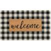 imageNatural Coir Front Door Mat Outdoor Collection Decorative Checkered Doormat with Heavy Duty PVC Backing 17x29 HelloBlackGreyBrown