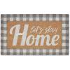 imageNatural Coir Front Door Mat Outdoor Collection Decorative Checkered Doormat with Heavy Duty PVC Backing 17x29 HelloLets Stay Home