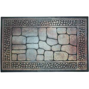 imageDII Heavy Duty NonSlip OutdoorIndoor Printed Flocked Doormat 18x30 Welcome StonesPebbles  Border