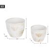 imageDII Planter Pot Collection DistressedWeathered Indoor ampamp Outdoor Cement for Plants or Flowers Small 39x394Large 625x625 Ancient Leaf 2 PieceWhite Washed Bee